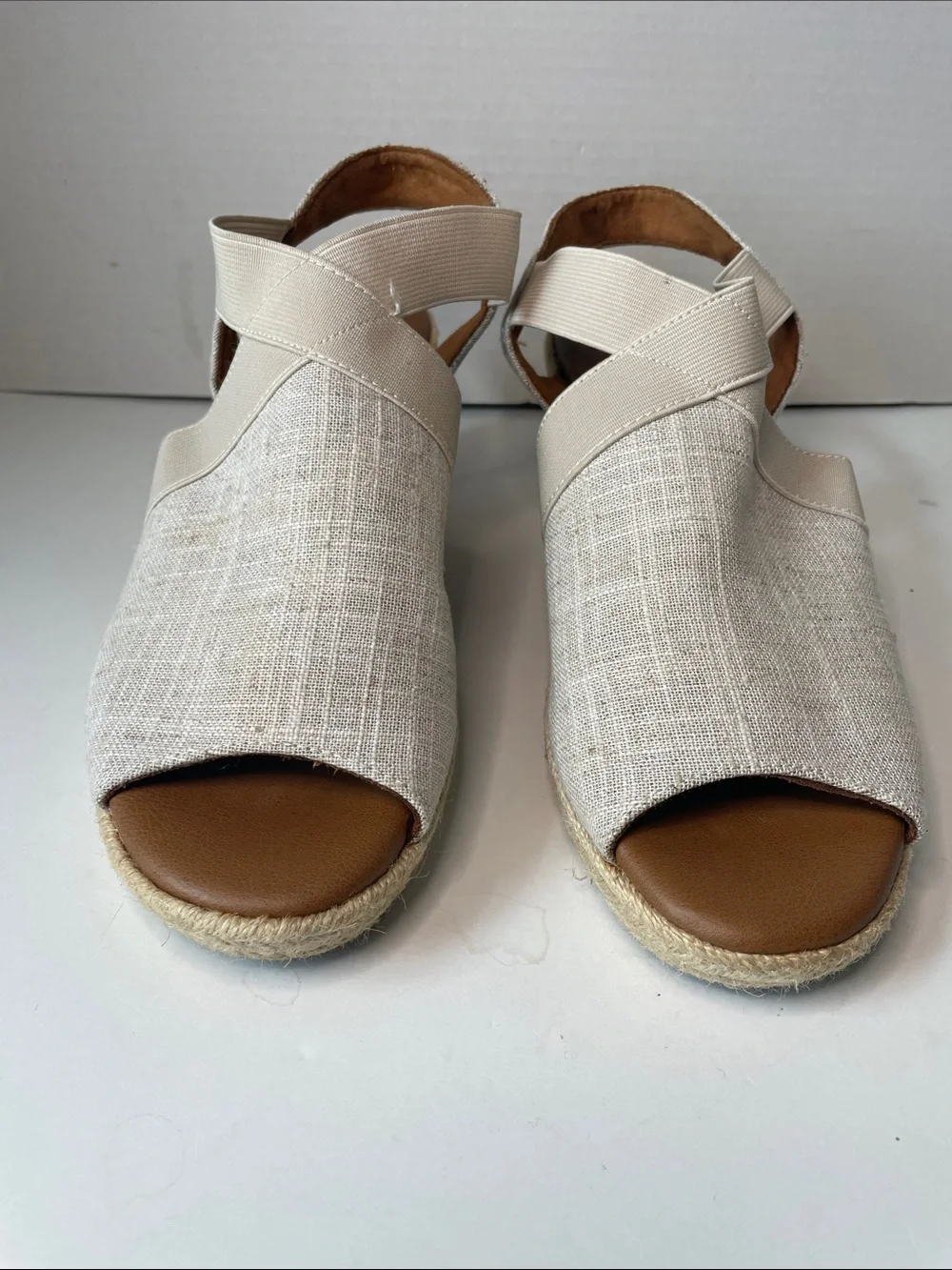 Sonoma  Women's Size 9.5 Cream Espadrille Wedge Sandals